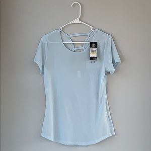 baby blue short sleeve Under Armour top